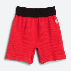 Free People Ribbed Red Athletic Shorts with Black Waistband